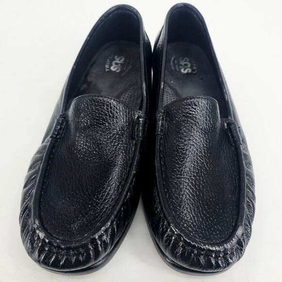SAS Twin Black pebbled leather Slip On Loafer Boat Shoe Women's 10.5 WW - Picture 2 of 9